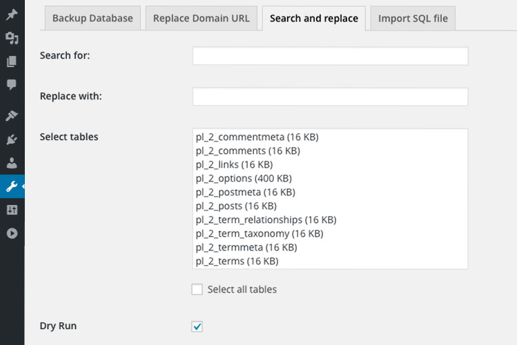 Better Search Replace plugin for WordPress