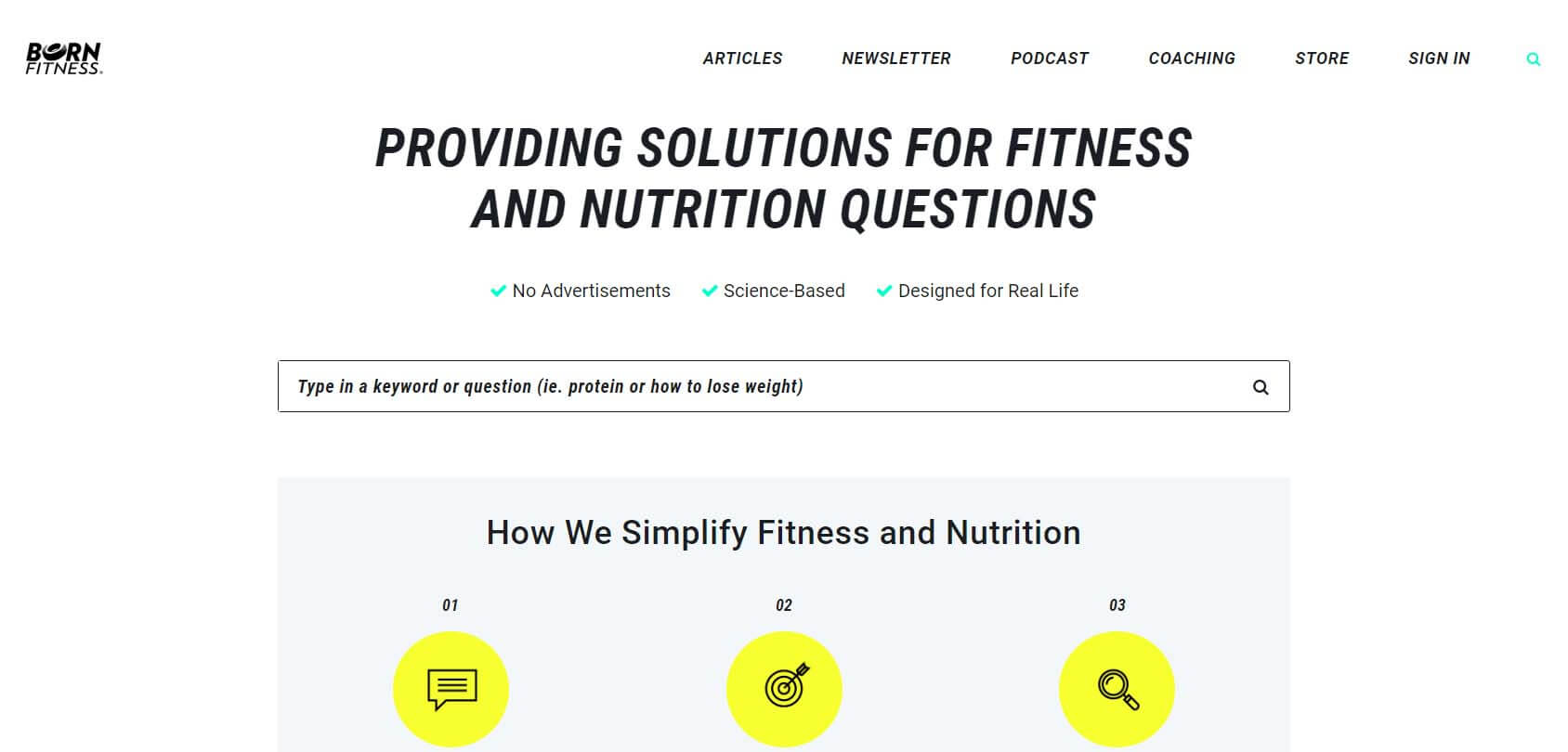 Born Fitness Homepage