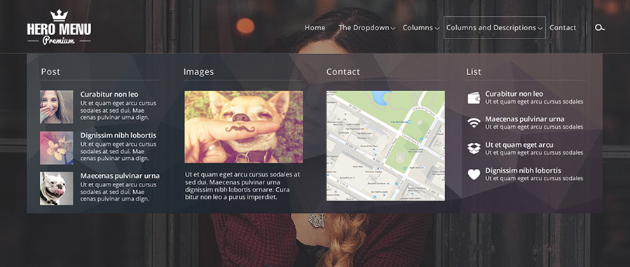 Hero menu