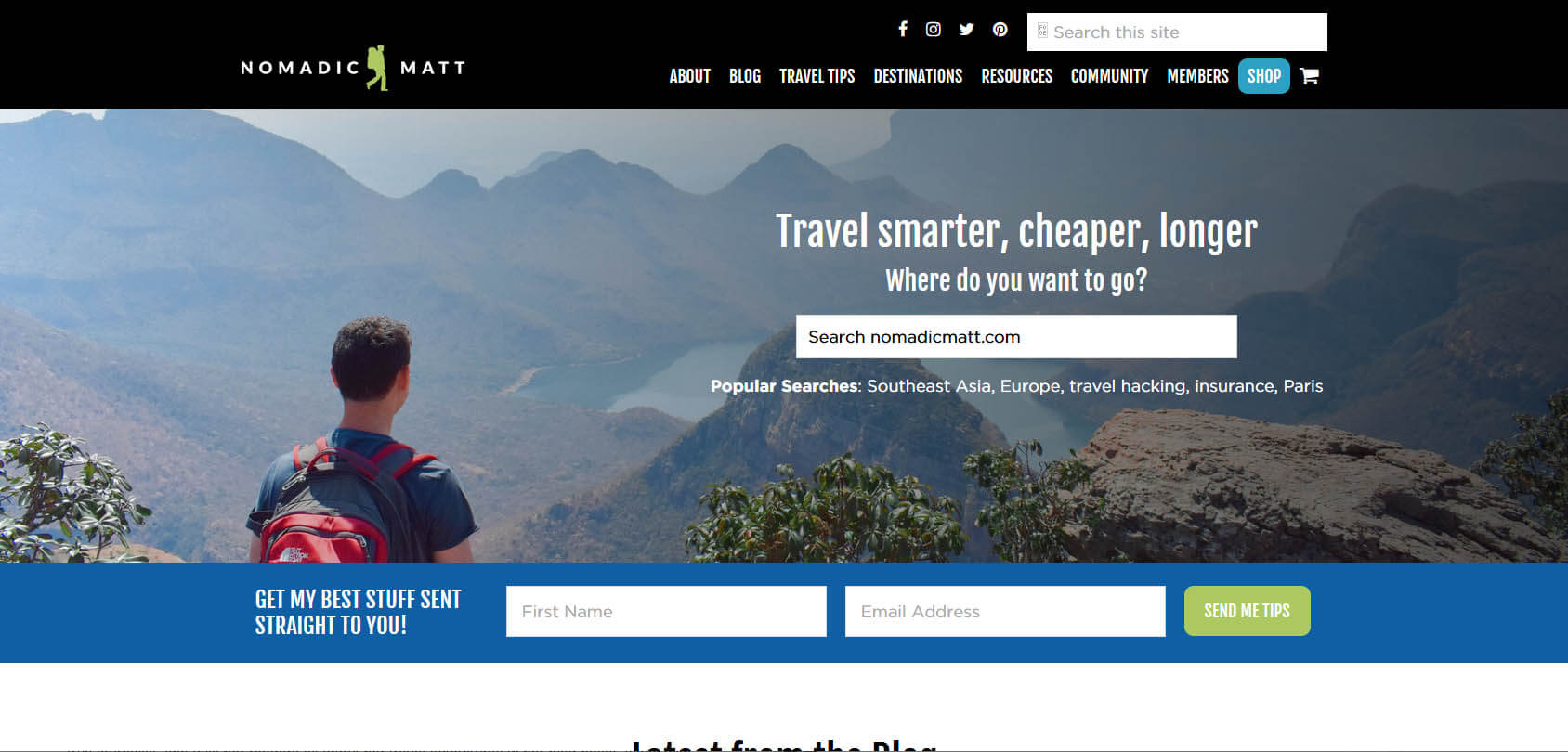 Nomadic Matt Homepage