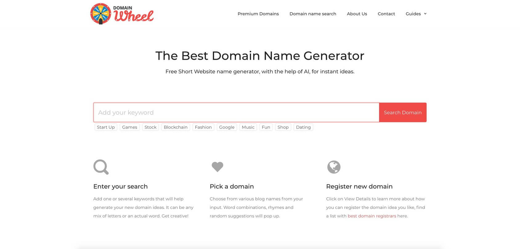 Domain Wheel homepage