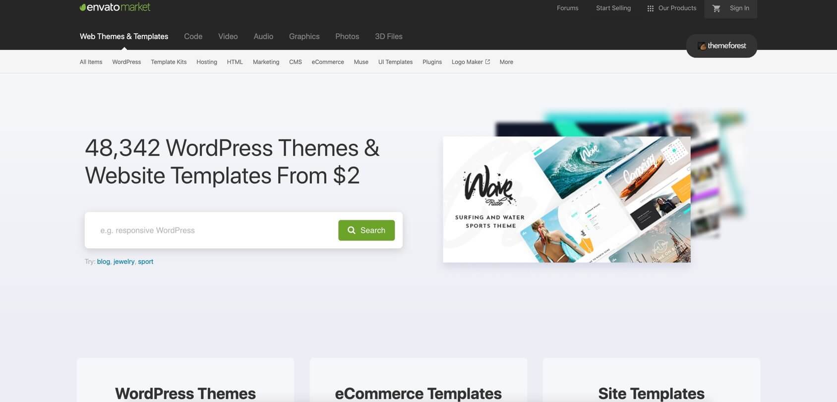 ThemeForest homepage