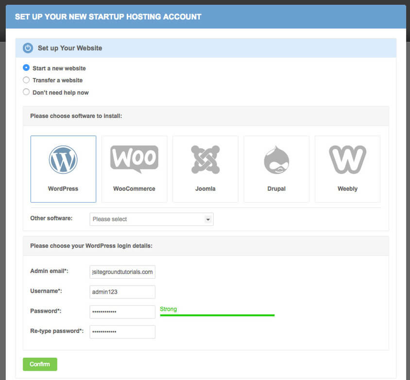 Siteground WordPress Installation