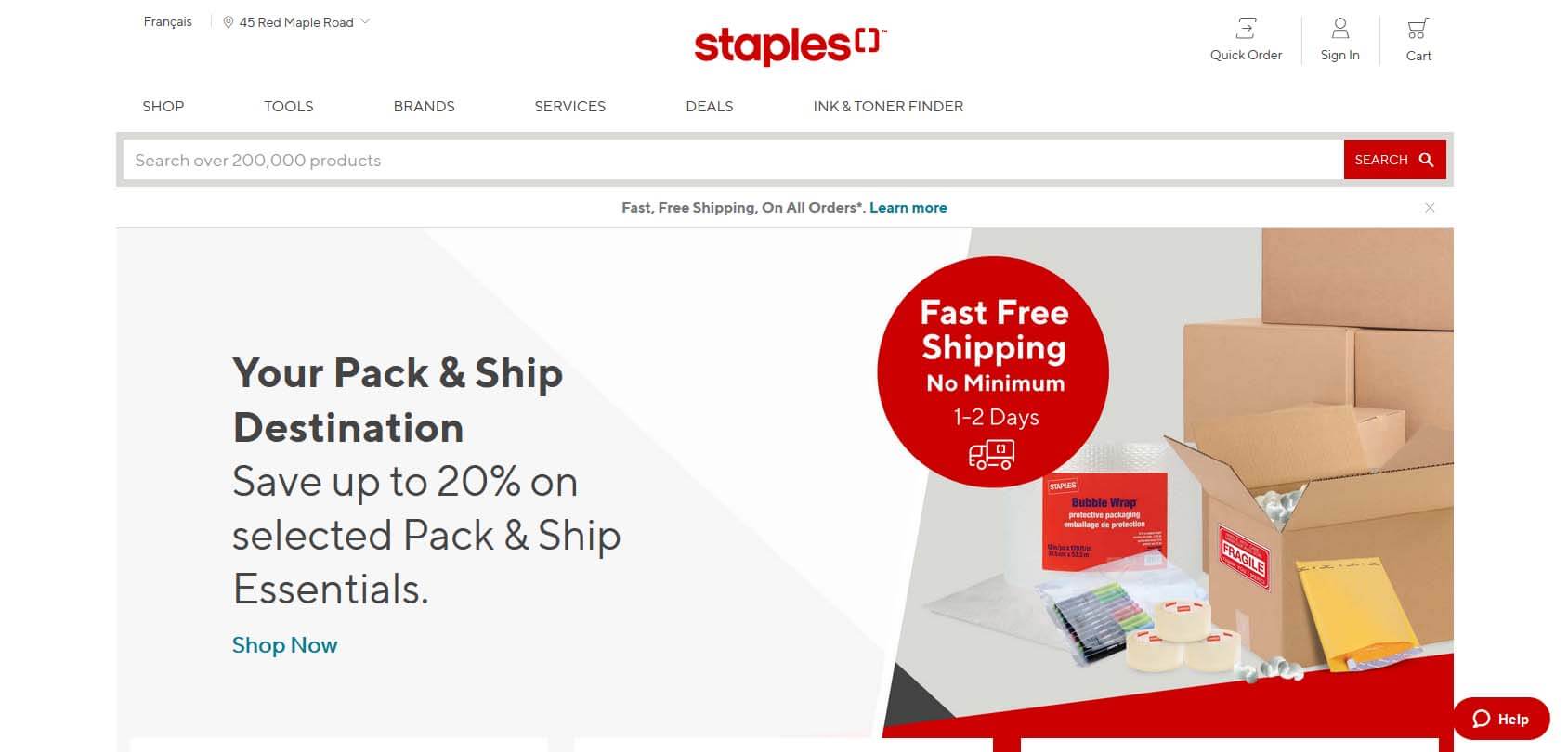 Staples homepage