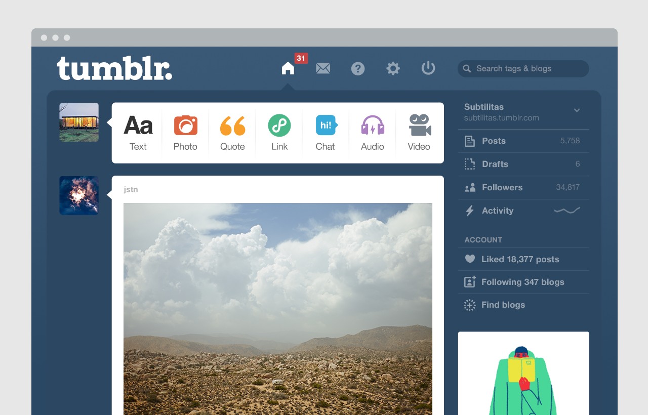 Tumblr dashboard