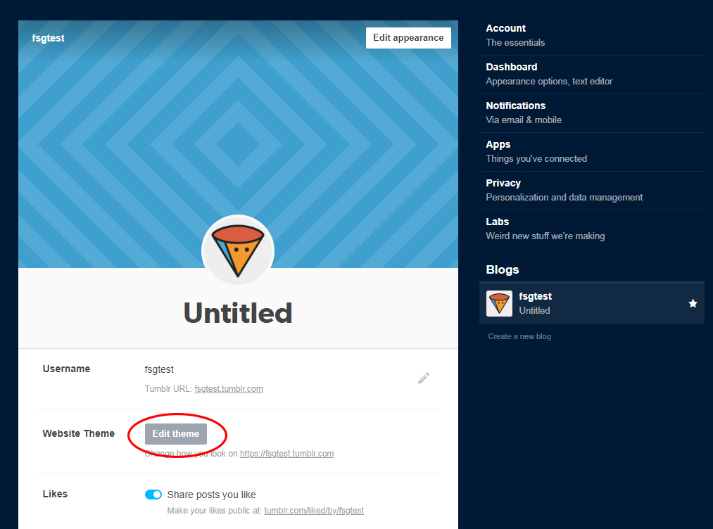Tumblr Settings Edit Theme