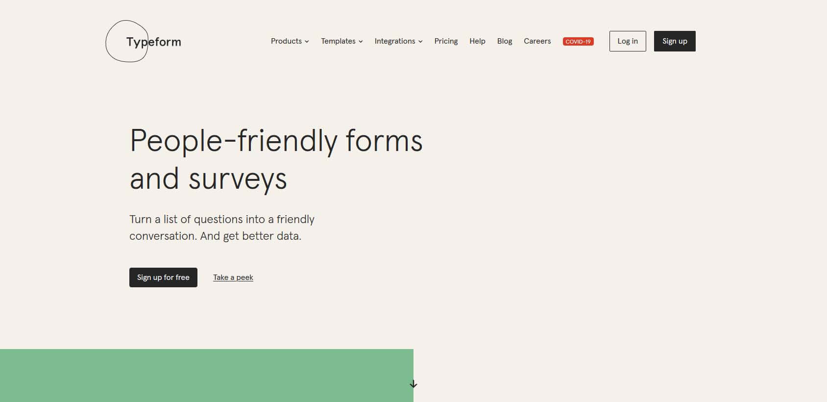 Typeform homepage