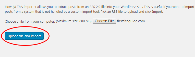 Upload file and import