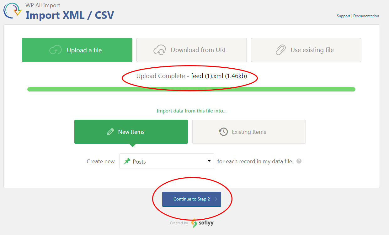 WP All Import step 2