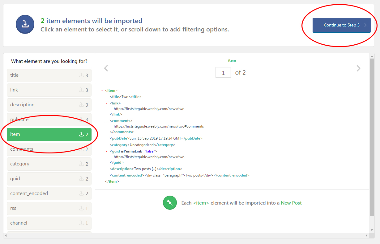 WP All Import step 3