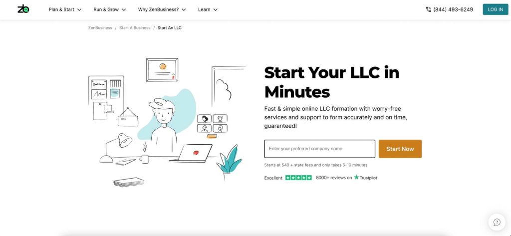 zenbusiness llc homepage