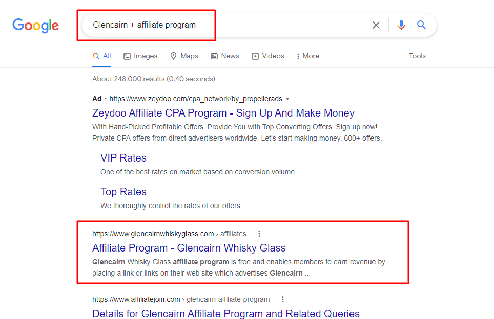 aff program google search