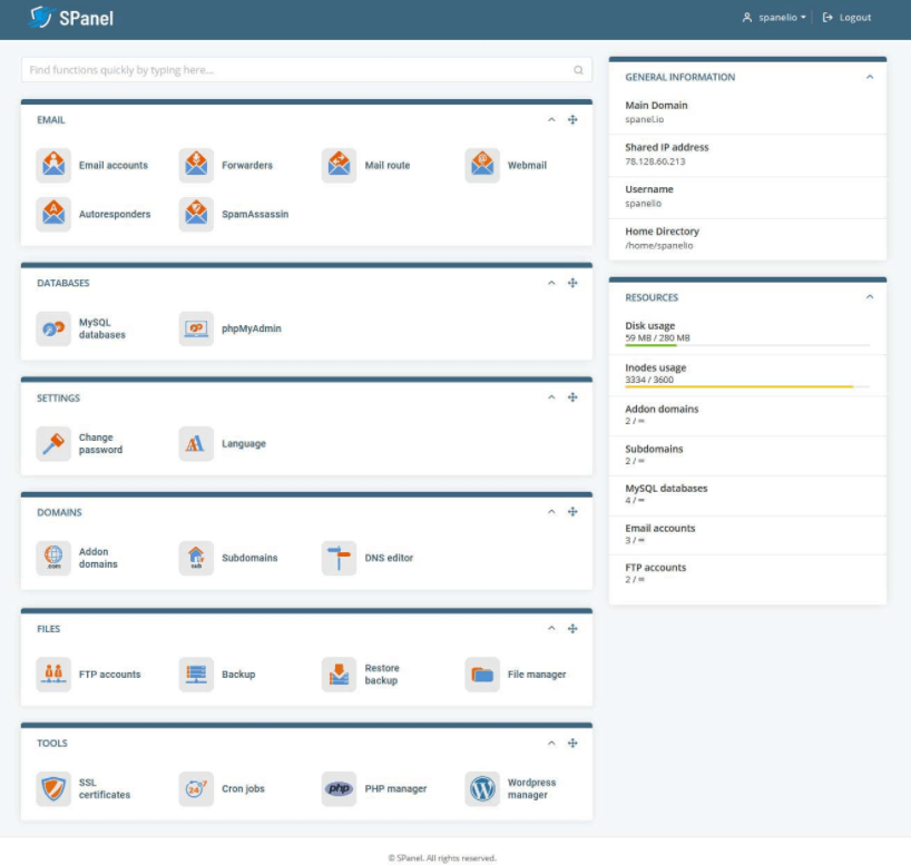 scalahosting user interface